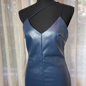 SHEIN CrissCross Faux Leather Cami Bodycon Dress Navy Blue Dress